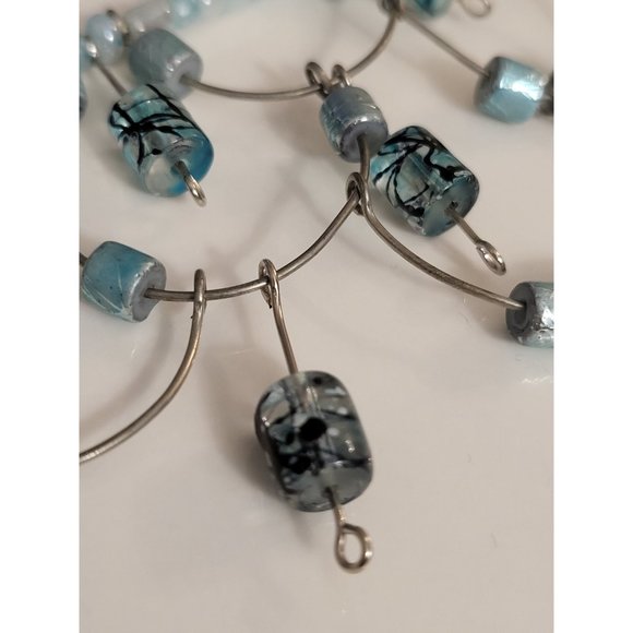 Vintage Cinderella Italian Glass beaded Necklace - Blue Black Sky Silver - Picture 5 of 7